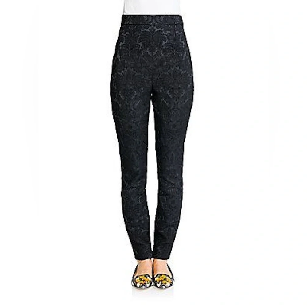 Dolce & Gabbana Jacquard Textured High-Waist Floral Embroidery Black Glam‎ 40/8 - Picture 2 of 10